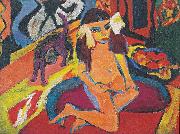 Ernst Ludwig Kirchner Madchen mit Katze France oil painting artist